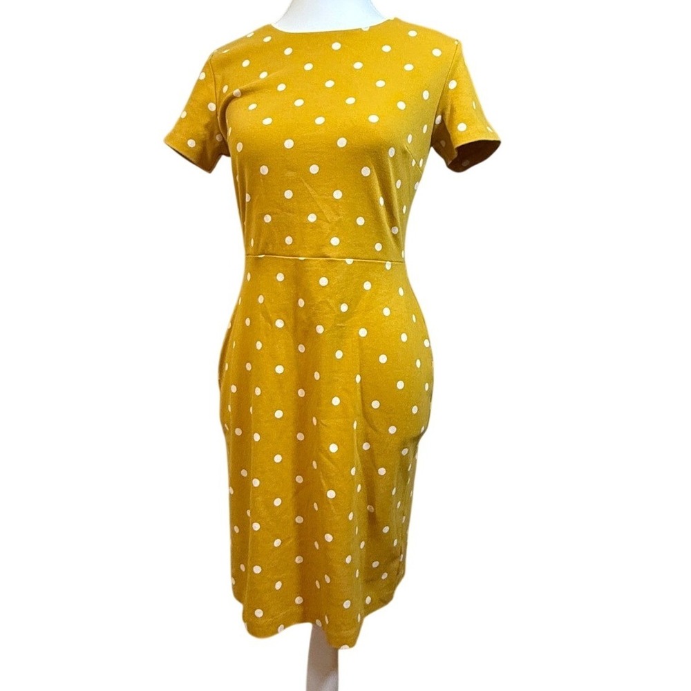Old Navy Sheath Dress Women XS Yellow Polka Dot Excellent Short Sleeve 394186-03